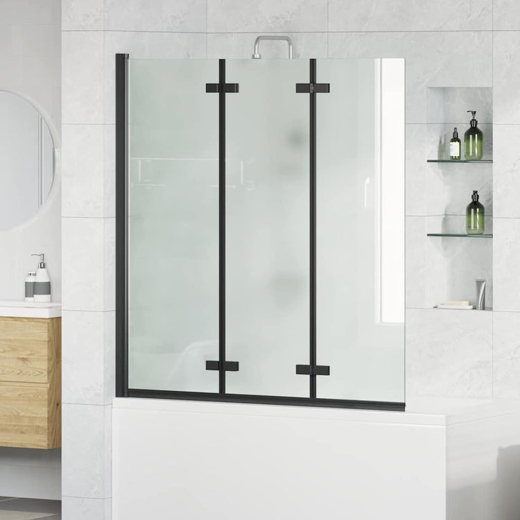 Vidaxl opvouwbare douchewand zwart 130 x 138 cm esg-glas en aluminium