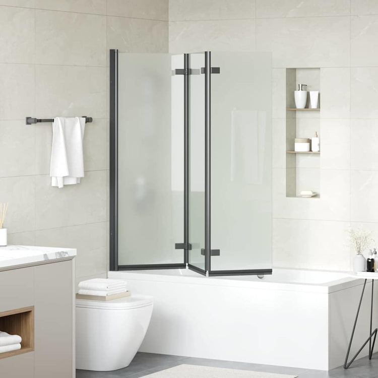 Vidaxl opvouwbare douchewand zwart 130 x 138 cm esg-glas en aluminium