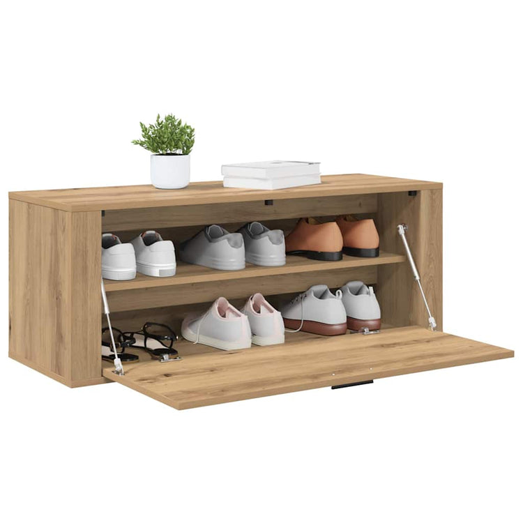 Vidaxl schoenenkast 100 x 35 x 38 cm bewerkt hout artisanaal eiken