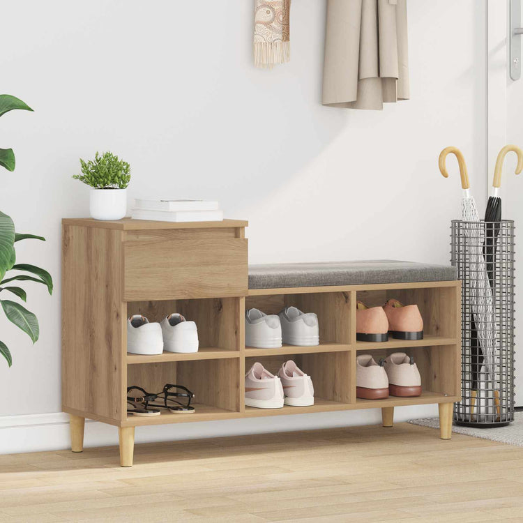 Vidaxl schoenenkast 102 x 36 x 60 cm bewerkt hout artisanaal eiken