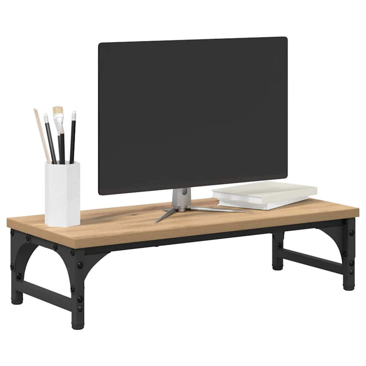 Vidaxl monitor stand artisanaal eiken 55 x 23 x 14 cm bewerkt hout