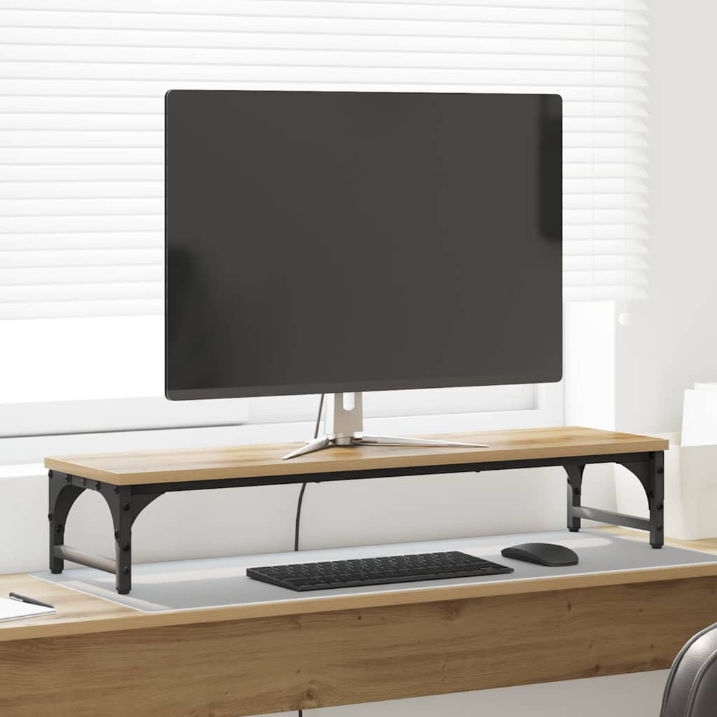 Vidaxl monitor stand artisanaal eiken 85 x 23 x 15,5 cm bewerkt hout