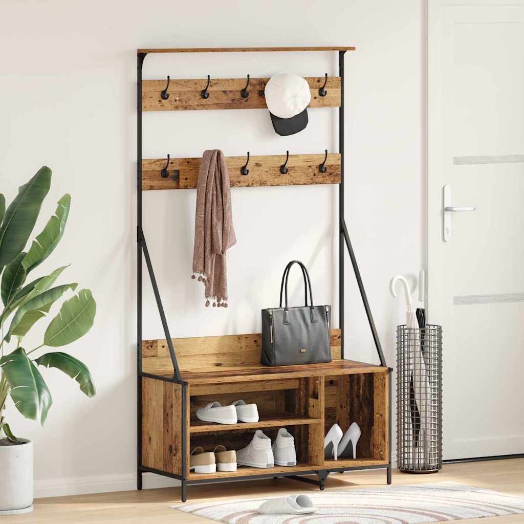 Vidaxl kledingrek oud hout 100 x 41 x 184 cm bewerkt hout