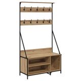 Vidaxl kledingrek artisan eiken 100 x 41 x 184 cm bewerkt hout - afbeelding 2