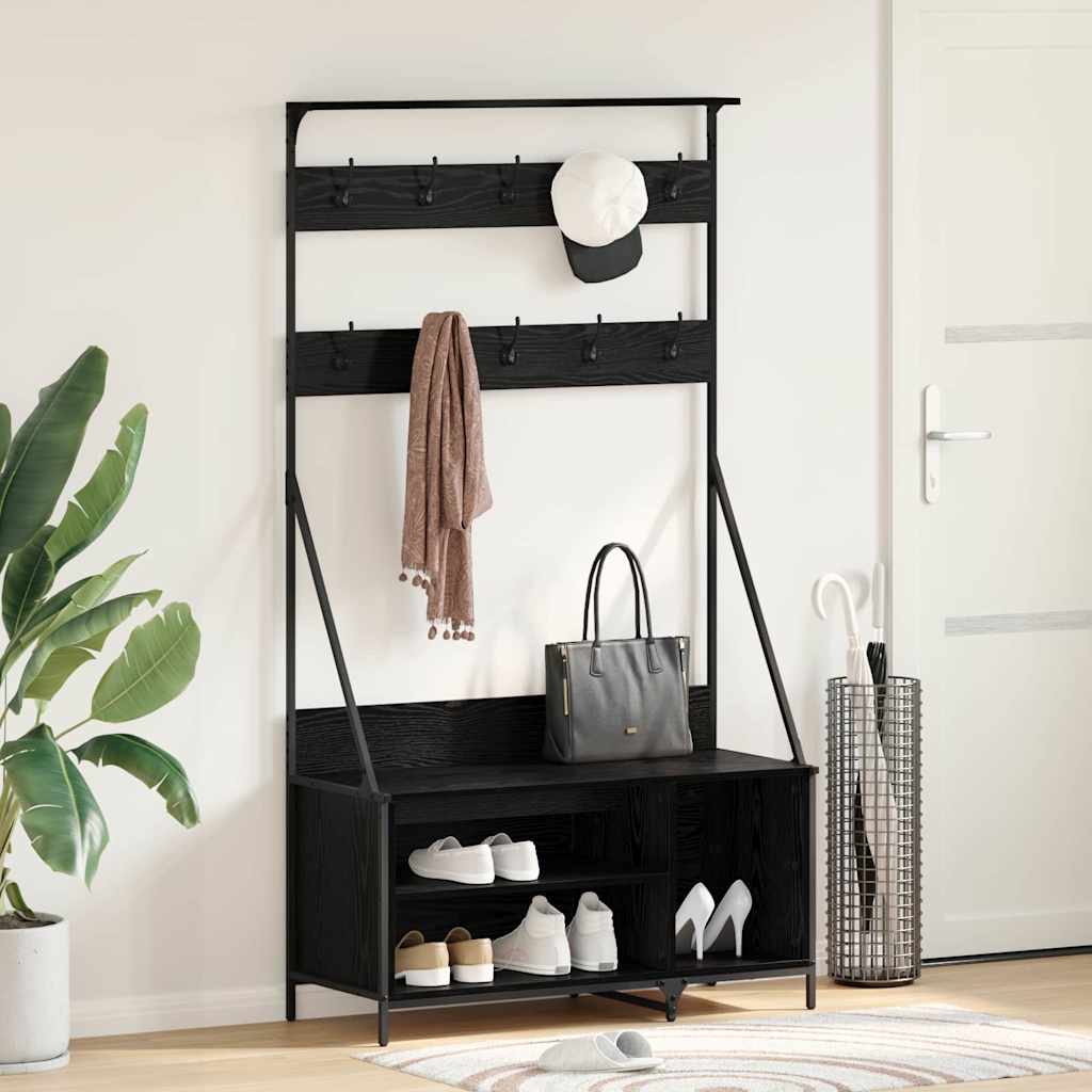 Vidaxl kledingrek zwart eiken 100 x 41 x 184 cm bewerkt hout