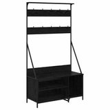 Vidaxl kledingrek zwart eiken 100 x 41 x 184 cm bewerkt hout - afbeelding 2