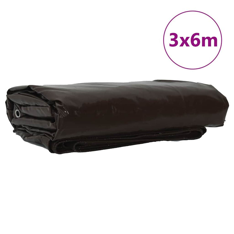 Vidaxl zeil 650g m² bruin 3 x 6 m canvas met pvc-coating
