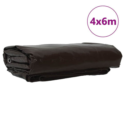 Vidaxl zeil 650g m² bruin 4 x 6 m canvas met pvc-coating
