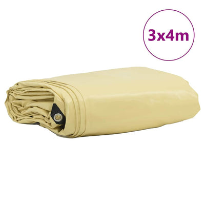 Vidaxl zeil 650g m² beige 3 x 4 m canvas met pvc-coating