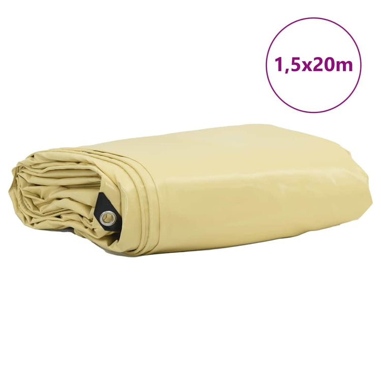 Vidaxl zeil 650g m² beige 1,5 x 20 m canvas met pvc-coating