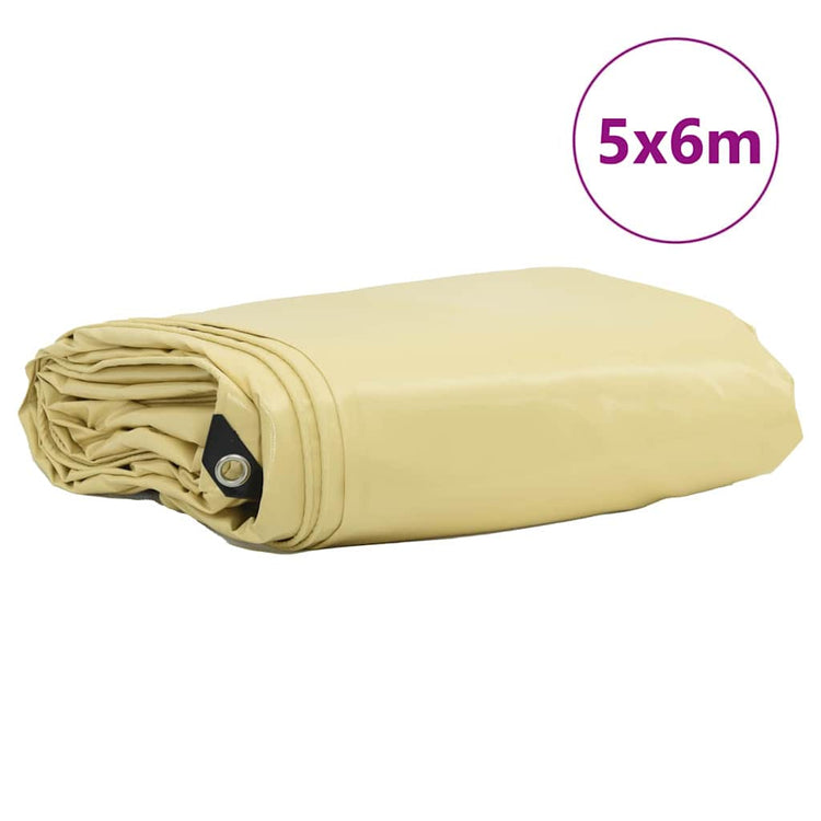 Vidaxl zeil 650g m² beige 5 x 6 m canvas met pvc-coating