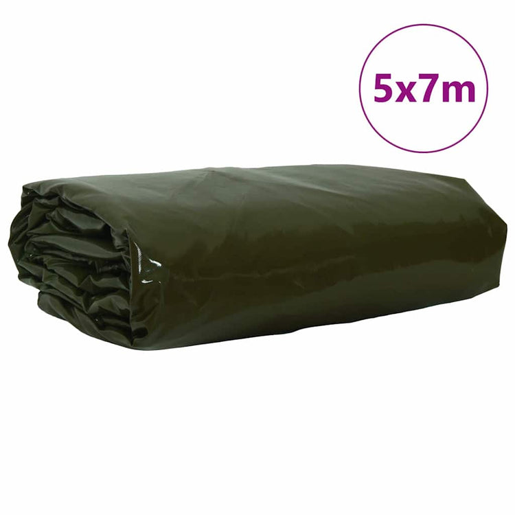 Vidaxl zeil 650g m² olijfgroen 5 x 7 m canvas met pvc-coating