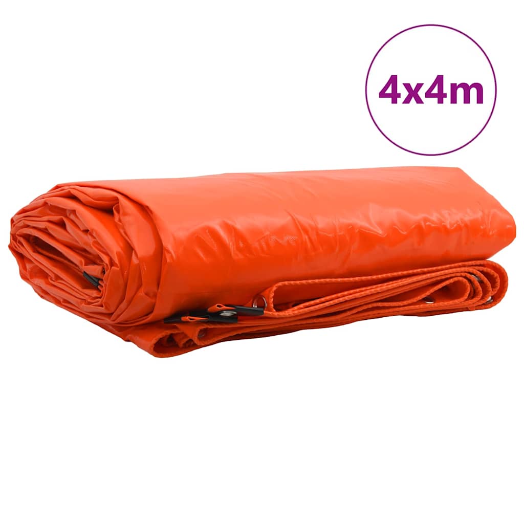 Vidaxl zeil 650g m² oranje 4 x 4 m canvas met pvc-coating