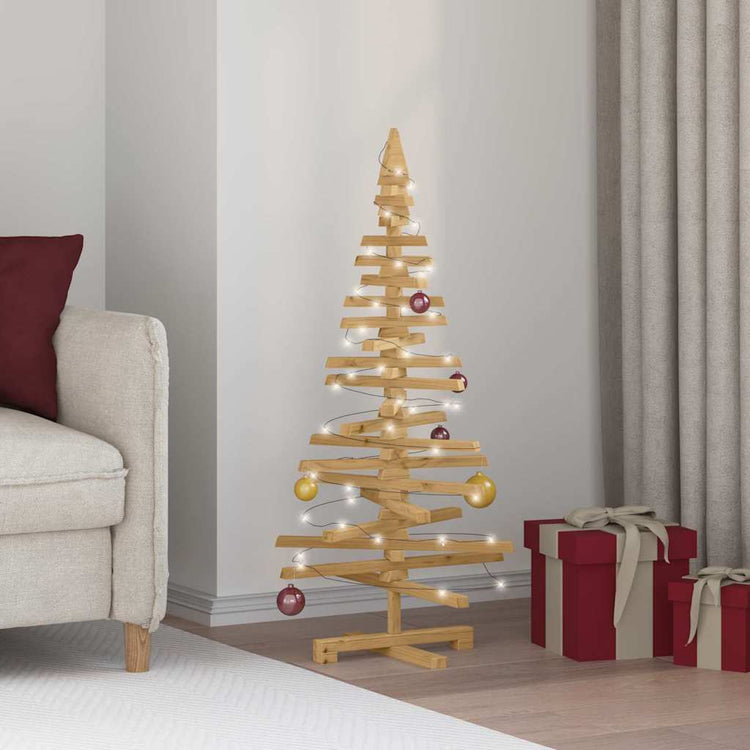 Vidaxl houten kerstboom met standaard bruin 120 cm massief grenenhout