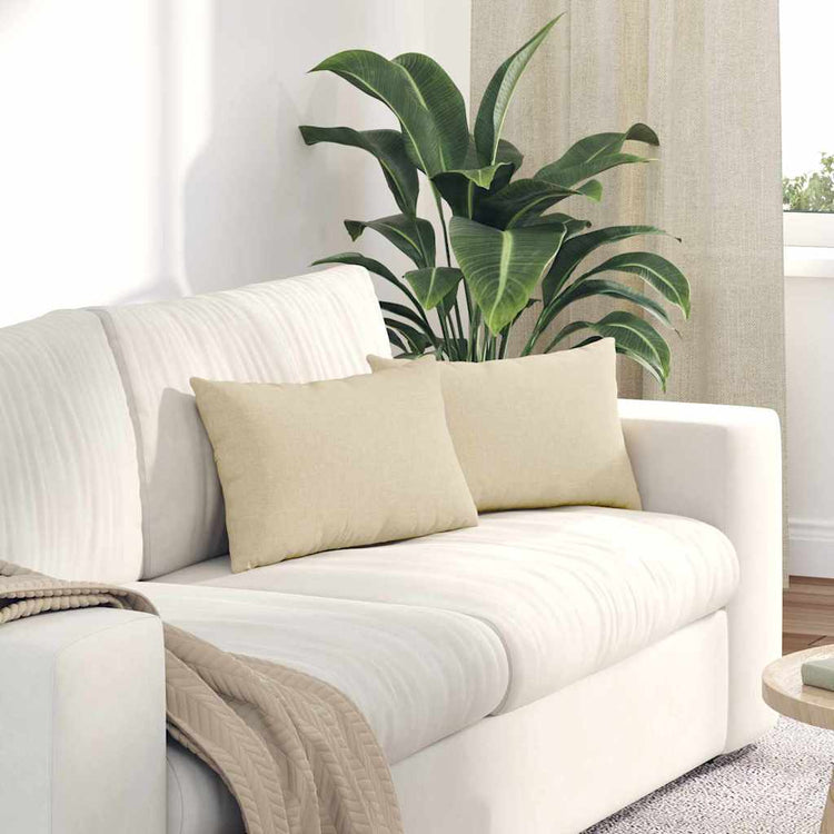 Vidaxl sofa kussens 2 st stof crème 50 x 30 cm