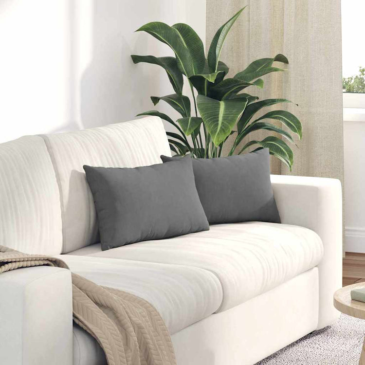 Vidaxl sofa kussens 2 st stof donkergrijs 50 x 30 cm