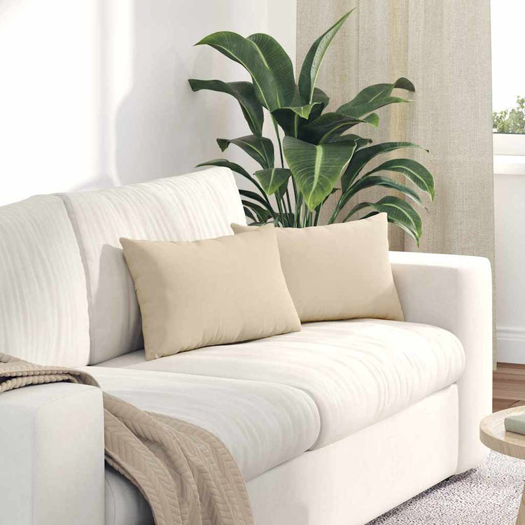 Vidaxl sofa kussens 2 st stof crème 50 x 30 cm
