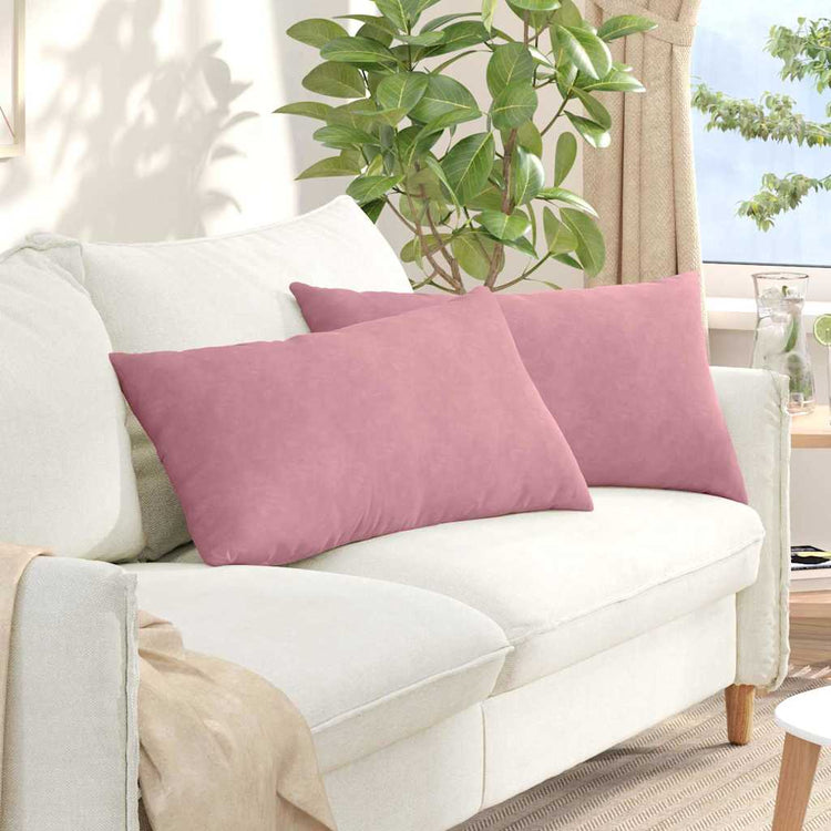 Vidaxl sofa kussens 2 stuks roze 80 x 40 cm cordstof