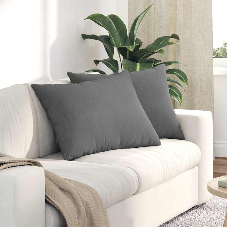 Vidaxl sofa kussens 2 st stof donkergrijs 70 x 50 cm