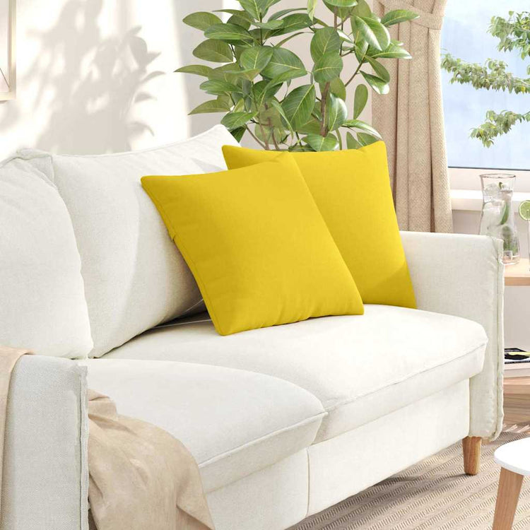 Vidaxl sofa kussens 2 st stof lichtgeel 45 x 45 cm