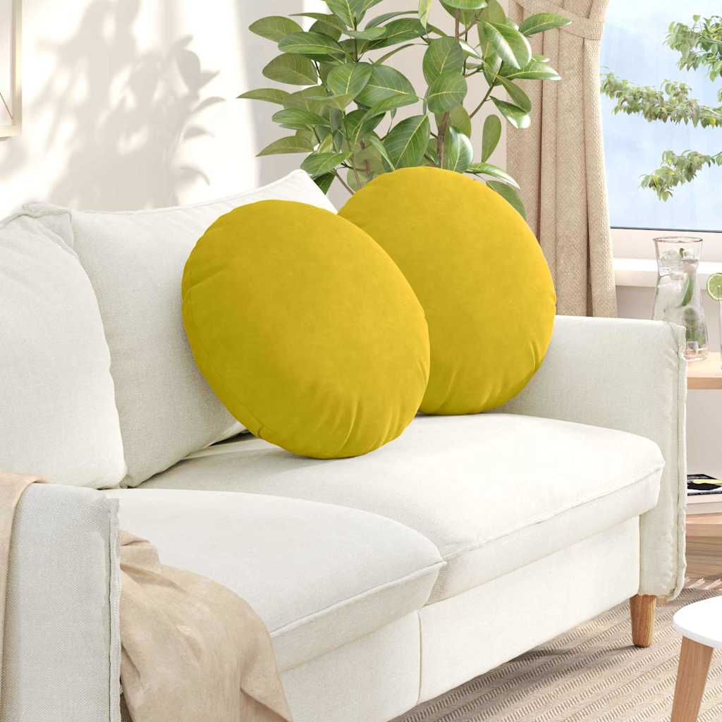 Vidaxl zitkussens 2 st fluweel geel ø50 x 19 cm