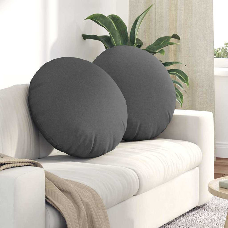Vidaxl zitkussens 2 st stof donkergrijs ø60 x 21 cm