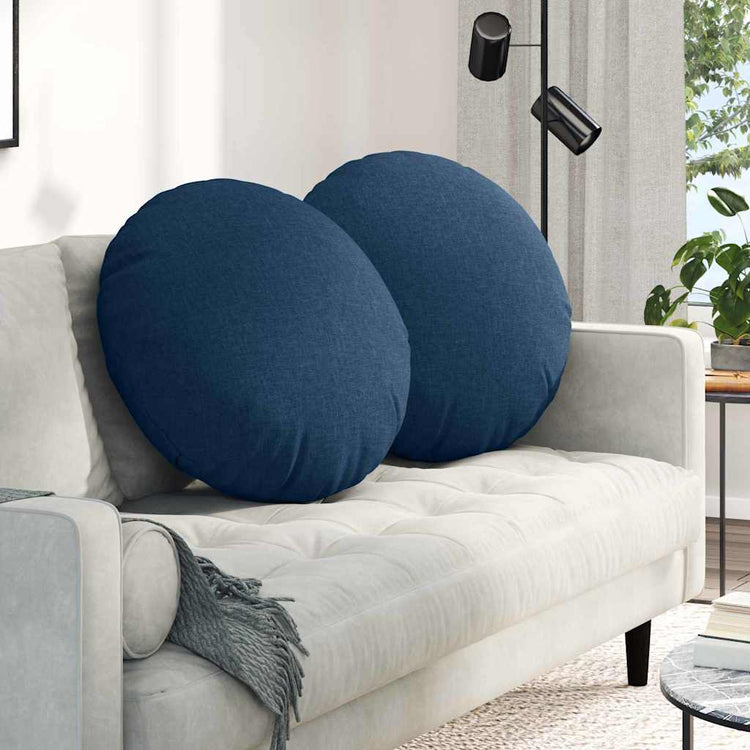 Vidaxl zitkussens 2 st stof blauw ø60 x 21 cm