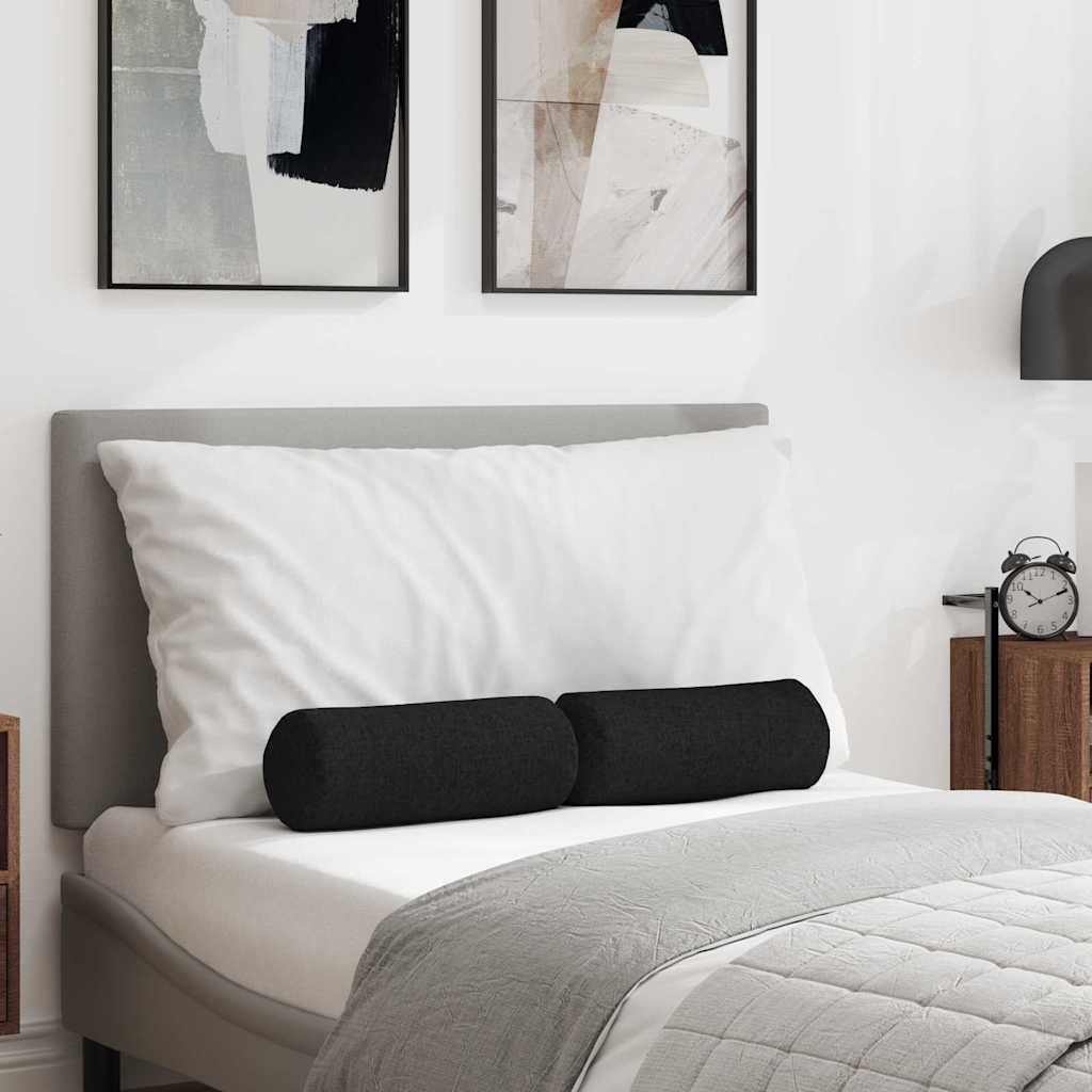 Vidaxl bolster kussens 2 st stof zwart ø 15 x 40 cm
