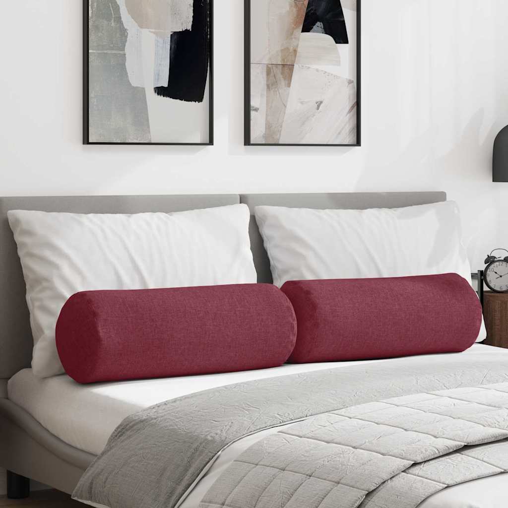 Vidaxl bolster kussens 2 st stof wijnrood ø 25 x 70 cm