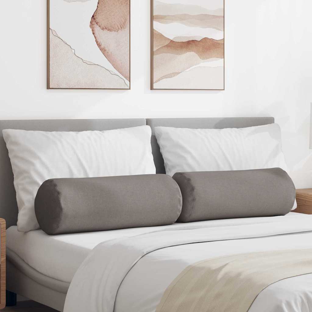 Vidaxl bolster kussens 2 st stof taupe ø 25 x 70 cm