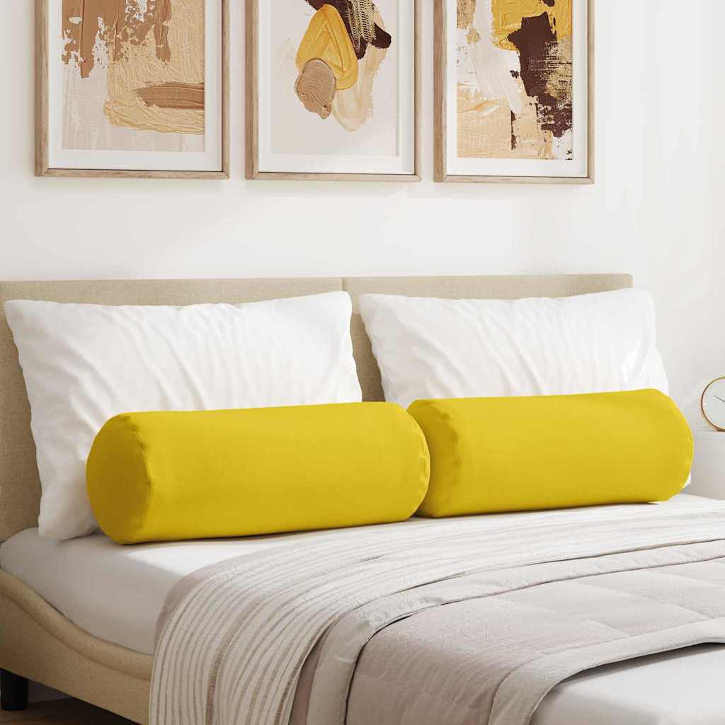 Vidaxl bolster kussens 2 st stof lichtgeel ø 25 x 70 cm