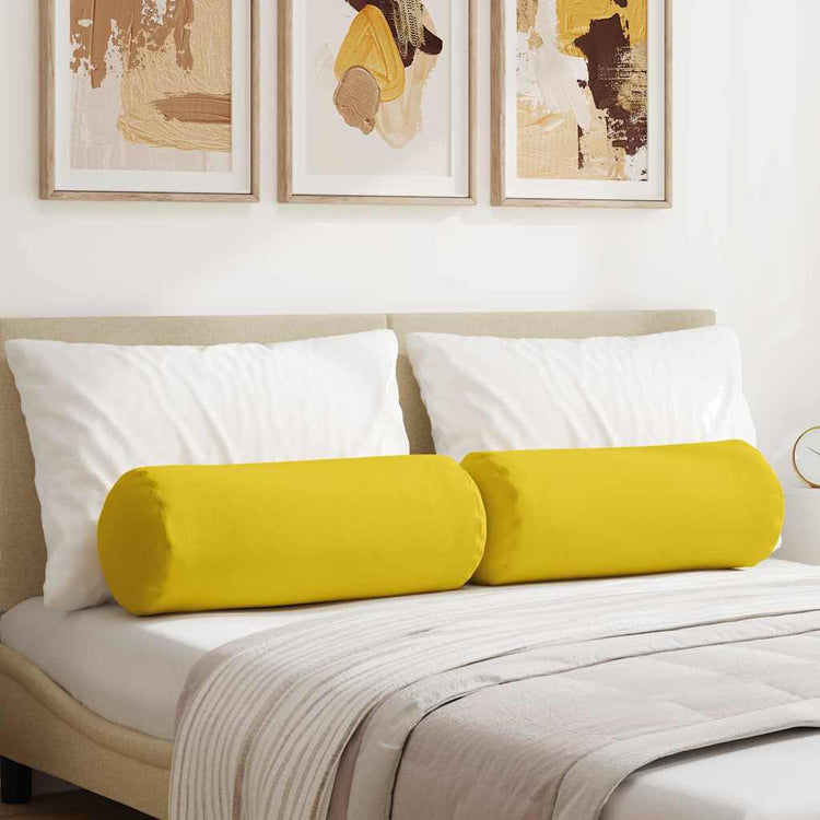 Vidaxl bolster kussens 2 st stof lichtgeel ø 25 x 70 cm