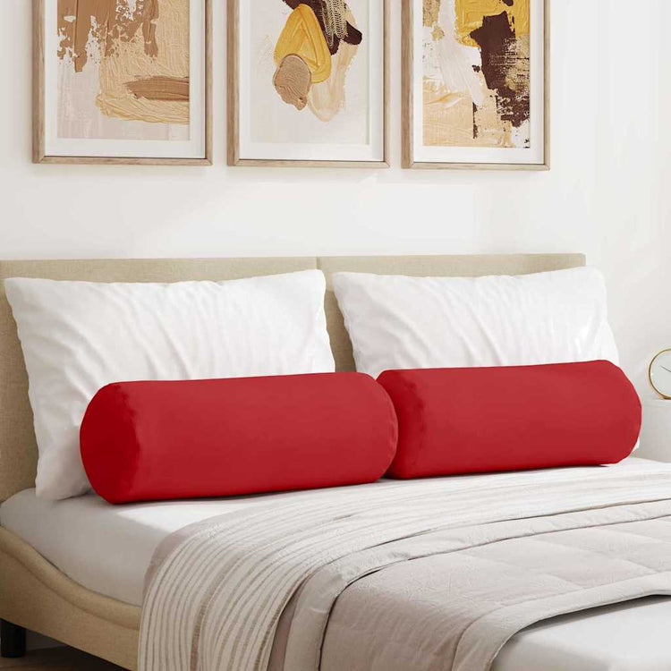 Vidaxl bolster kussens 2 st stof rood ø 25 x 70 cm