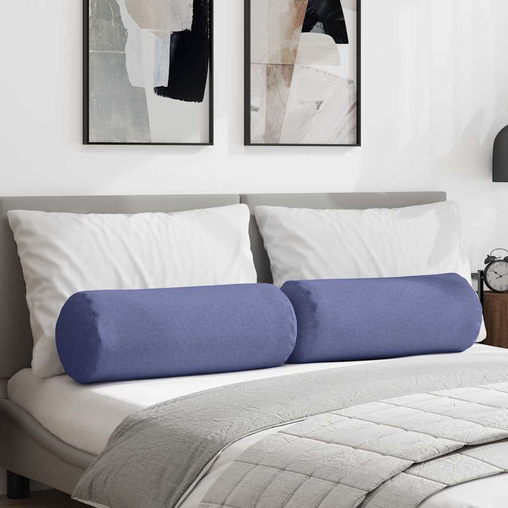 Vidaxl bolster kussens 2 st stof jeans blauw ø 25 x 70 cm