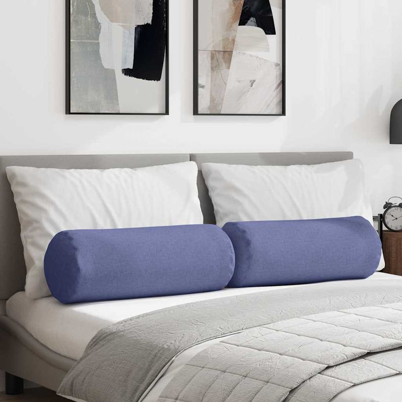 Vidaxl bolster kussens 2 stuks jeans blauw ø 25 x 70 cm stof