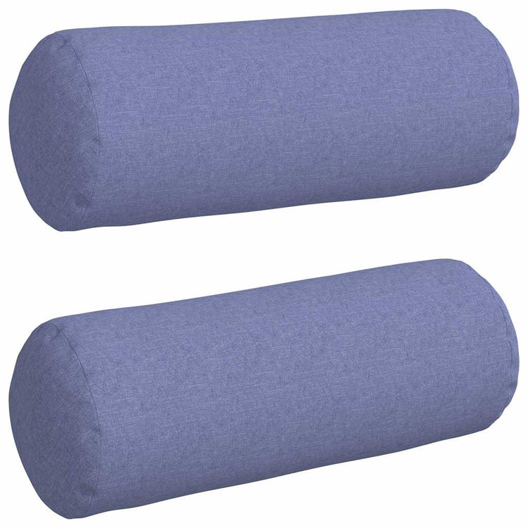 Vidaxl bolster kussens 2 st stof jeans blauw ø 25 x 70 cm