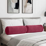 Vidaxl bolster kussens 2 stuks wijnrood ø 25 x 70 cm cordstof - afbeelding 1