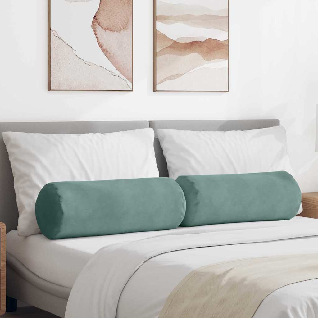 Vidaxl bolster kussens 2 stuks zeegroen ø 25 x 70 cm cordstof