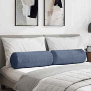 Vidaxl bolster kussens 2 stuks blauw ø 25 x 70 cm cordstof - afbeelding 1