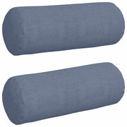 Vidaxl bolster kussens 2 stuks blauw ø 25 x 70 cm cordstof - afbeelding 2