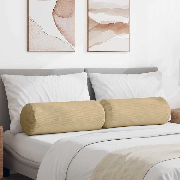 Vidaxl bolster kussens 2 stuks grijs groen ø 25 x 70 cm cordstof
