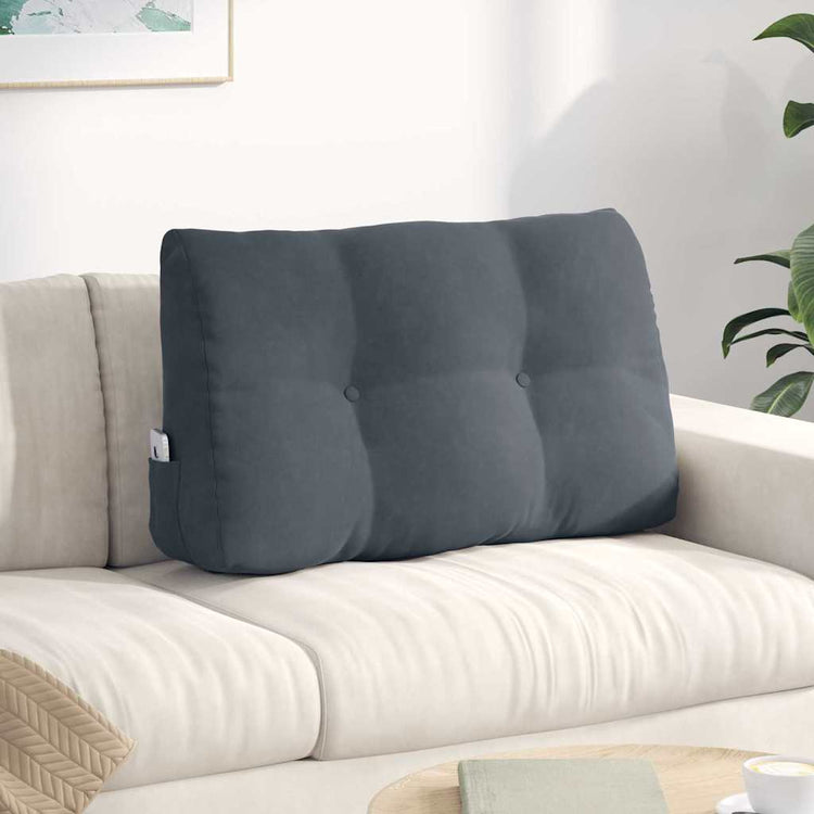 Vidaxl rugkussen donkergrijs 80 x 24 x 50 cm fluweel