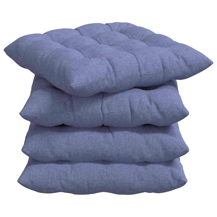 Vidaxl zitkussens 4 st stof jeans blauw 40 x 40 x 6 cm