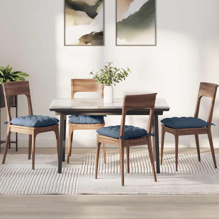 Vidaxl zitkussens 4 st katoen stof blauw 40 x 40 x 6 cm
