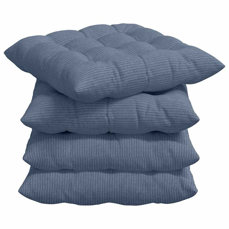 Vidaxl zitkussens 4 st katoen stof blauw 40 x 40 x 6 cm