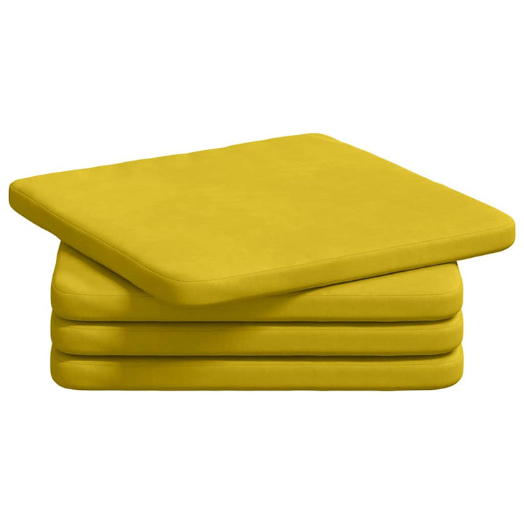 Vidaxl zitkussens 4 st fluweel geel 40 x 40 x 3 cm