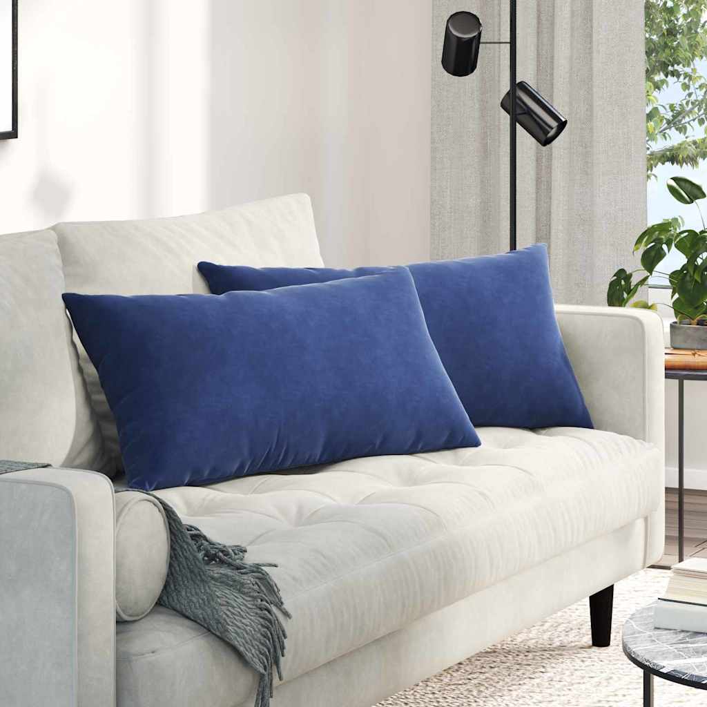 Vidaxl sofa kussens 2 stuks politieblauw 80 x 40 cm cordstof