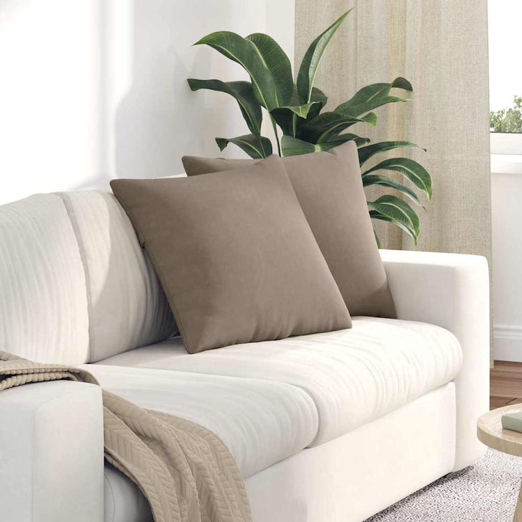 Vidaxl sofa kussens 2 st stof taupe 50 x 50 cm