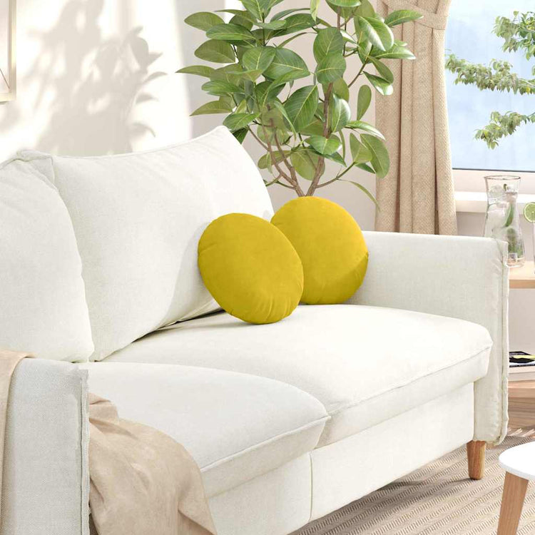Vidaxl zitkussens 2 st fluweel geel ø30 x 13 cm