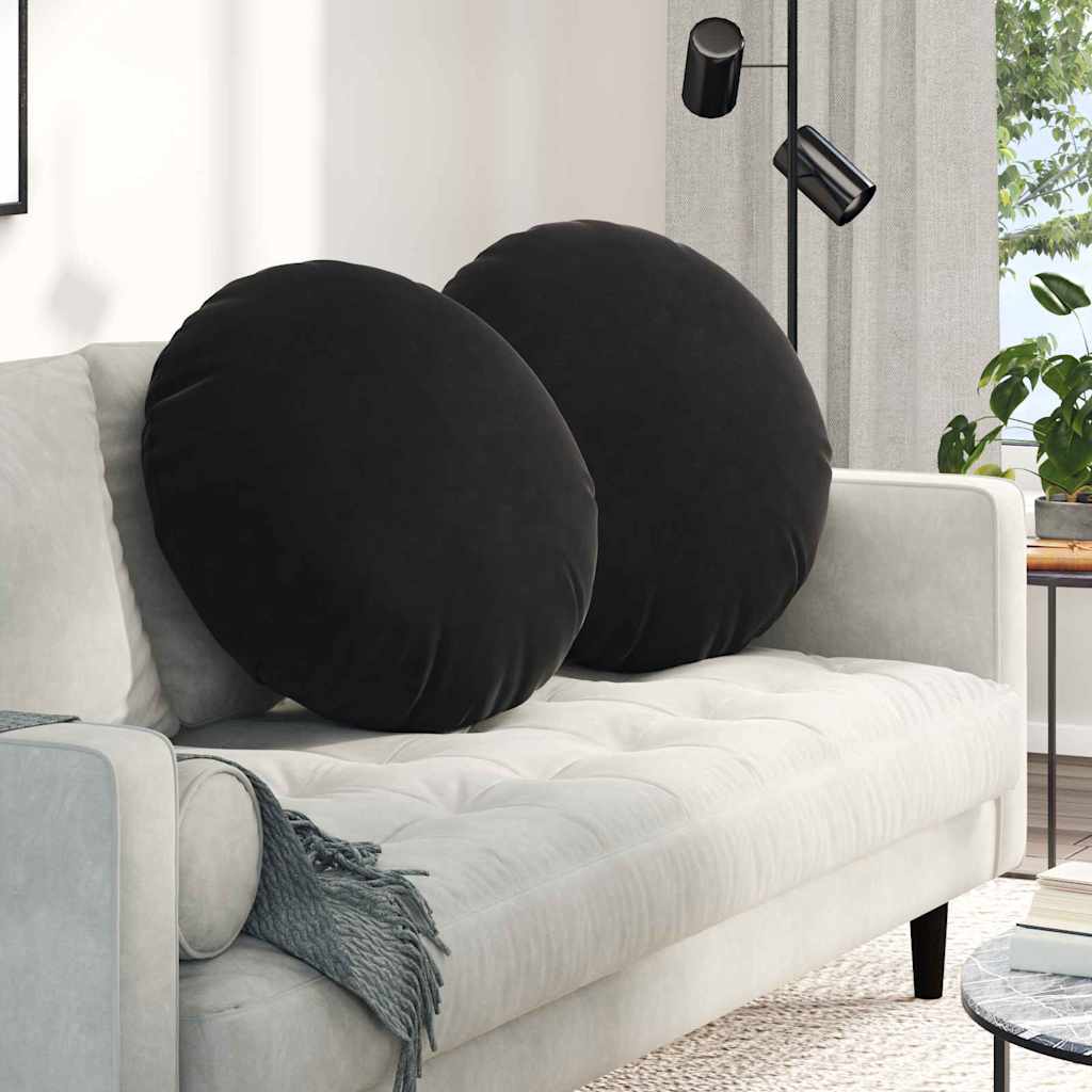 Vidaxl zitkussens 2 st fluweel zwart ø60 x 21 cm